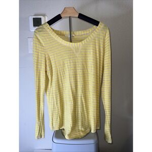 Banana Republic Women's Soft Knit Top Yellow & Gray Striped Size L